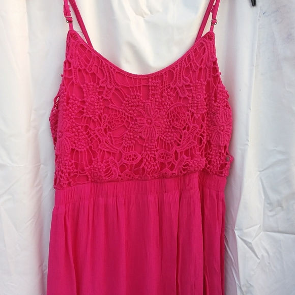 Hot Pink Lace Overlay maxi Dress 16-18 - Picture 1 of 9